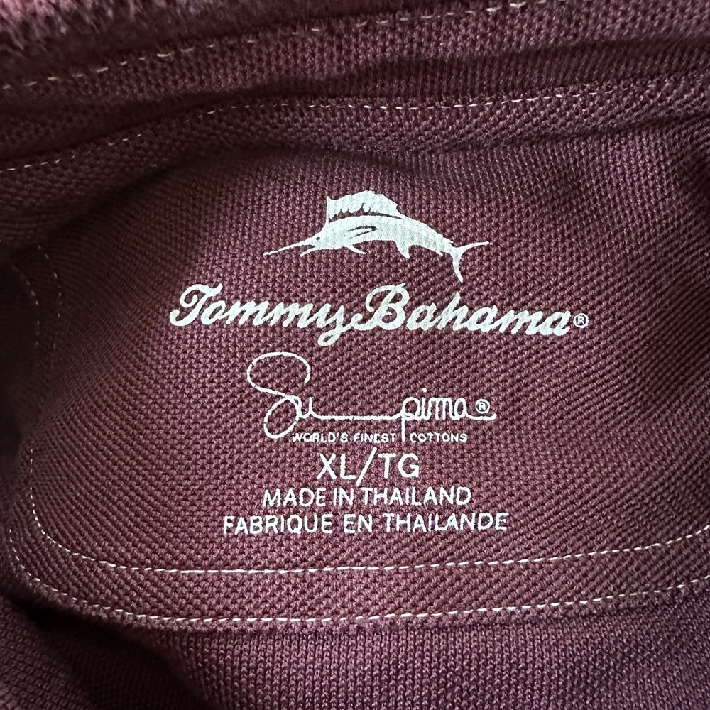 Tommy Bahama Men's XL Polo Burgandy Textured Short Sleeve - Picture 3 of 6